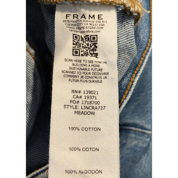 Frame Le Jane Crop Jeans Straight Leg Meadow Raw Hem Size 29 - Picture 5 of 5